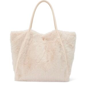 Elegant Cream Faux Fur Tote Bag